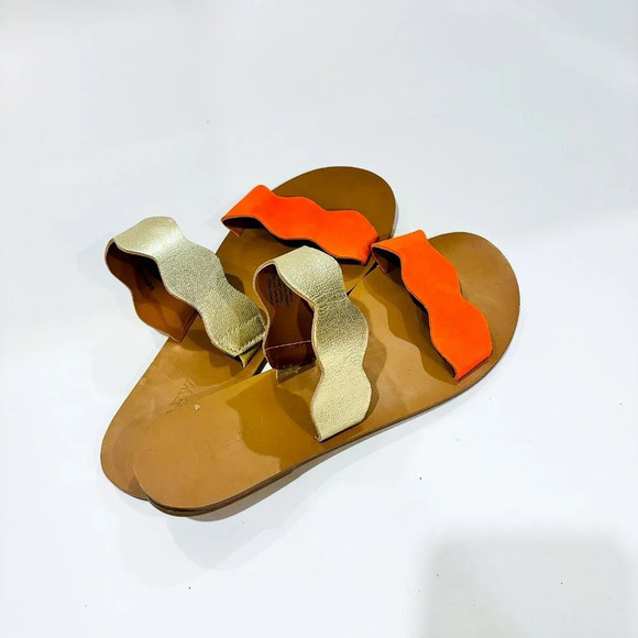 J. CREW Scalloped Metallic Leather Sandals - Picture 5 of 8